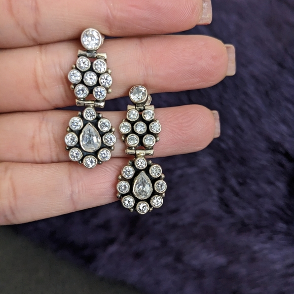 Sterling silver cz dangle earrings - Picture 1 of 3